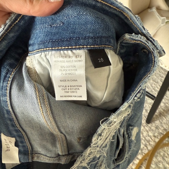 EUC Bridge by Gly Distressed High Rise Ankle Cotton Skinny Jeans, 28 - Picture 6 of 6